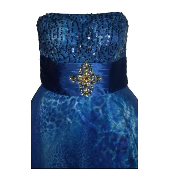 Deb Dress Vintage y2k Blue Leopard Print Tulle Sequin Gem Trashy Club Mini Tutu - Picture 3 of 16